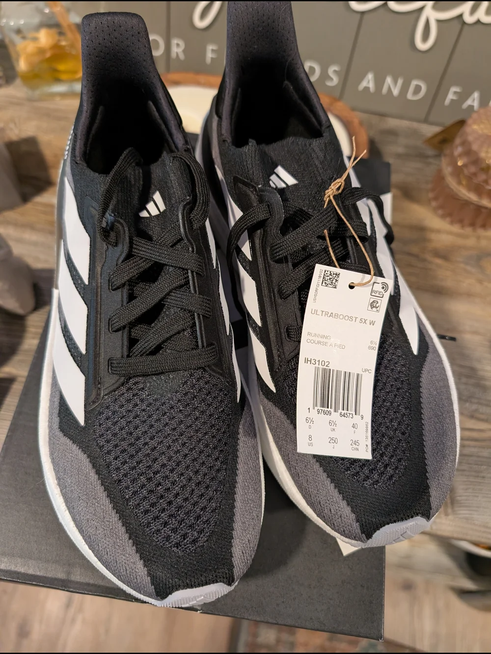 adidas Ultraboost Knit Running Shoes — Black, Gray & White